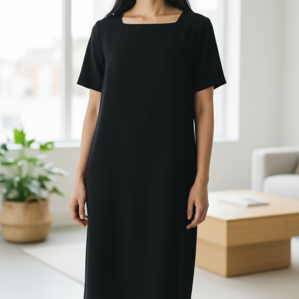 Talbots‎ Pure Wool Little Black Witchy Goth Sheath Dress Women's 10